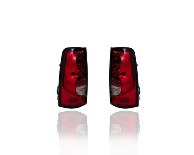 Tail Light - Compatible/Replacement for '04-08 Chevrolet Silverado - With Black Trim Fleetside W/Single Wheel - Pair, Left Driver + Right Passenger Set - 19169005, 19169004 - CAPA