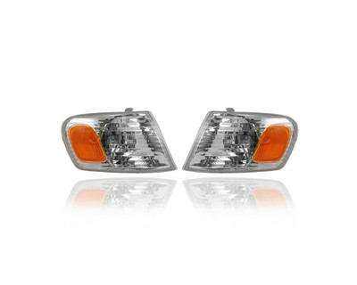 Turn Signal Light Assembly - Compatible/Replacement for '01-02 Toyota Corolla - Pair, Left Driver + Right Passenger Set - 8151002070, 8152002070