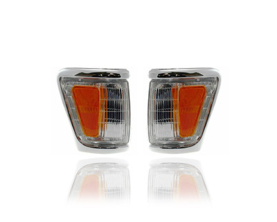Cornering Light Assembly - Compatible/Replacement for '92-95 Toyota Pickup 4WD - Chrome - Pair, Left Driver + Right Passenger Set - 8161035120, 8162035120 Cornering Light Assembly - Compatible/Replacement for '92-95 Toyota Pickup 4WD - Chrome - Pair, Left Driver + Right Passenger Set - 8161035120, 8162035120