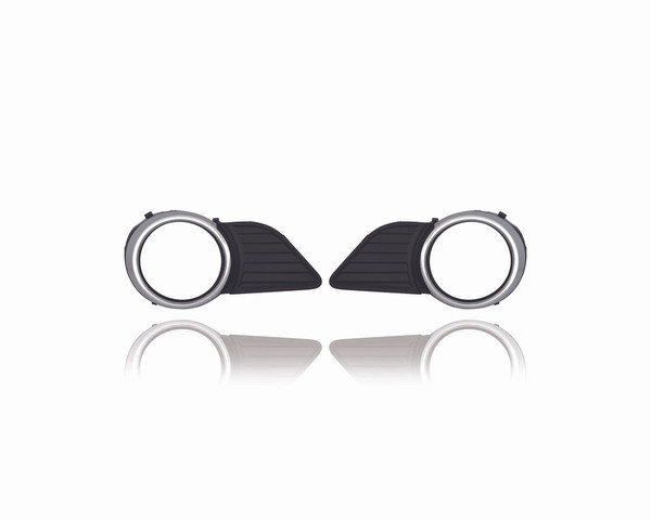 Fog Light Cover - Compatible/Replacement for '11-17 Toyota Sienna XLE/Limited - With Fog Lamp & Park Sensor Hole - Pair, Left Driver + Right Passenger Set - 5203008010, 5204008010