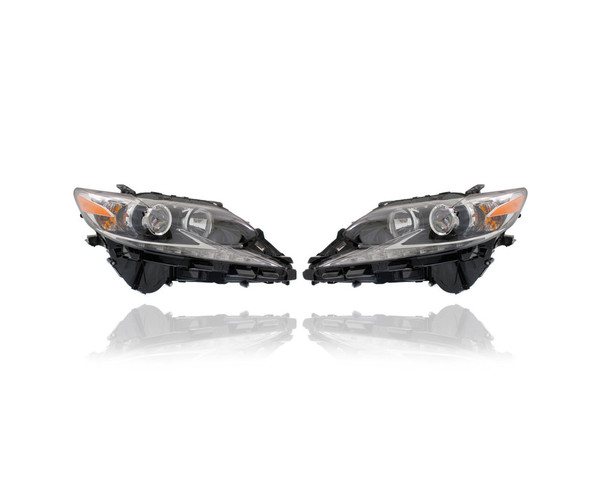 Headlight - Compatible/Replacement for '16-18 Lexus ES350/ES300h - Halogen High Beam - Pair, Left Driver + Right Passenger Set - 8114033A50, 8107033550 - CAPA