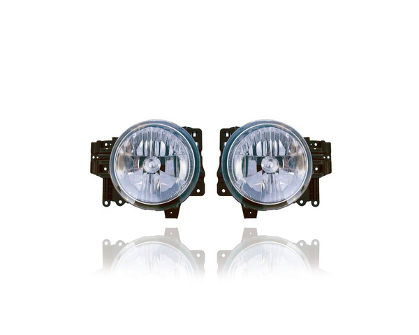 Headlight - Compatible/Replacement for '07-14 Toyota FJ Cruiser - Pair, Left Driver + Right Passenger Set - 8114035465, 8107035445