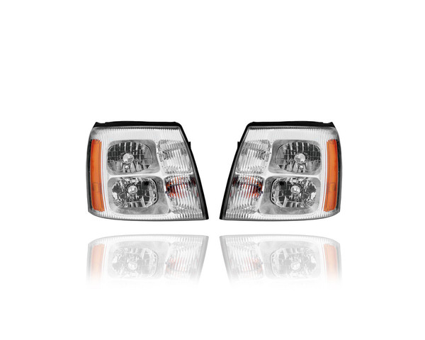 Headlight Assembly - Compatible/Replacement for '02-02 Cadillac Escalade/EXT - Pair, Left Driver + Right Passenger Set - 15181850, 15181851