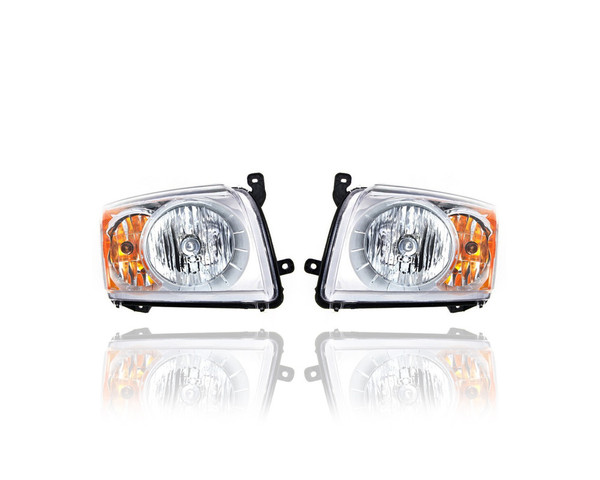 Headlight Assembly - Compatible/Replacement for '07-12 Dodge Caliber Without Leveling System - Pair, Left Driver + Right Passenger Set - 5303738AJ, 5303739AJ