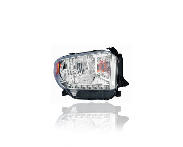 Headlight Assembly - Compatible/Replacement for '14-17 Toyota Tundra SR/SR5/Limited Halogen Chrome Bezel With Level Adjust, Without LED Daytime Running Light - Right Hand Passenger - 811100C091 - CAPA