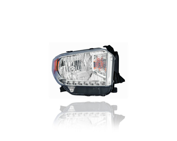 Headlight Assembly - Compatible/Replacement for '14-17 Toyota Tundra SR/SR5/Limited - Halogen Chrome Bezel With Level Adjust, Without LED Daytime Running Light - Right Hand - Passenger - 811100C091