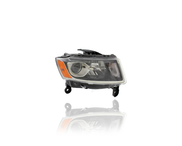 Headlight Assembly - Compatible/Replacement for '14-16 Jeep Grand Cherokee - Standard-Type Halogen Chrome - Right Hand - Passenger - 68110996AF - CAPA