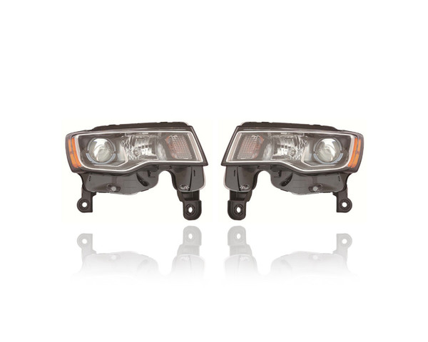 Headlight Assembly - Compatible/Replacement for '17-21 Jeep Grand Cherokee/Laredo/Limited - Halogen Chrome - Pair, Left Driver + Right Passenger Set - 68289234AF, 68289235AF - CAPA