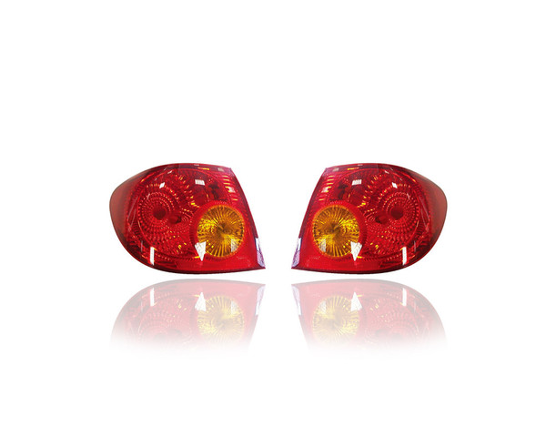Tail Light - Compatible/Replacement for '03-04 Toyota Corolla - Outer On Body Quarter Panel - Pair, Left Driver + Right Passenger Set - 8155002200, 8156002200