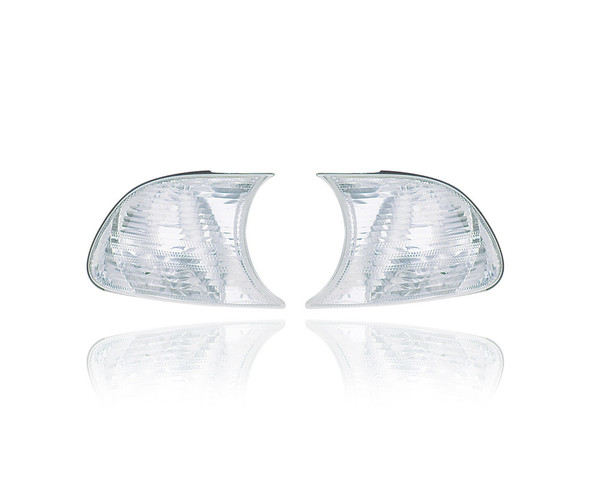 Turn Signal - Parking Light - Compatible/Replacement for '99-01 BMW 3-Series E46 Coupe/Convertible/M3, 03-03 Coupe/Convertible - White - Pair Set - 63126904308, 63126904307
