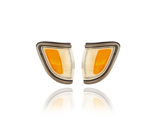 Cornering Light Assembly - Compatible/Replacement for '95-96 Toyota Tacoma 2WD - Black - Pair, Left Driver + Right Passenger Set - 8161004010, 8162004010