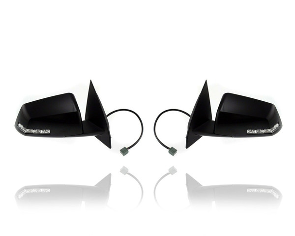 Door Mirror - Compatible/Replacement for '09-14 Chevrolet Traverse, 09-15 GMC Acadia - Powered, Heated, Manual-Folding, With Signal - Pair, Left Driver + Right Passenger Set - 20879275, 20879274