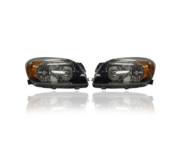 Headlight - Compatible/Replacement for '06-08 Toyota RAV4-Sport - Halogen Black Interior Bezel - Pair, Left Driver + Right Passenger Set - 8113042371, 8117042371 CAPA