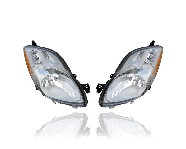Headlight - Compatible/Replacement for '09-11 Toyota Yaris Hatchback - Halogen - Pair, Left Driver + Right Passenger Set - 8113052B50, 8117052B40