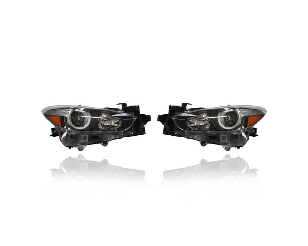 Headlight - Compatible/Replacement for '17-18 Mazda Mazda3 Sedan/Hatchback Sport/Touring, 17-17 Grand Touring - Halogen - Pair, Left Driver + Right Passenger Set - BABF510K0D, BABF510L0D