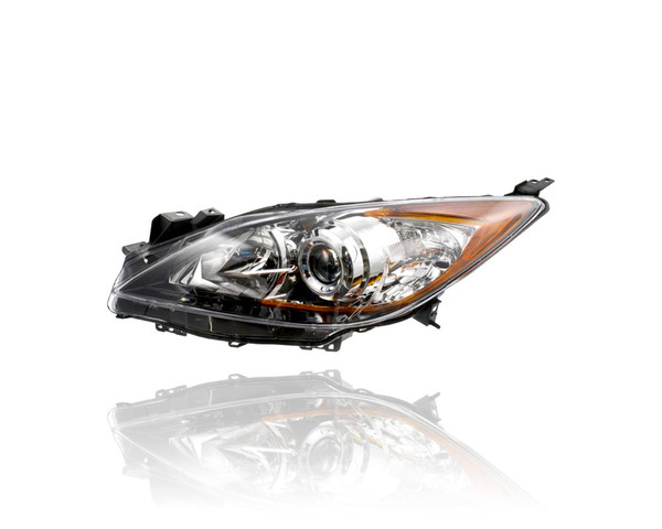 Headlight - Compatible/Replacement for '10-13 Mazda Mazda3 Sedan/Hatchback i-SV/i-Sport/i-Touring/S-Sport - Halogen With Chrome-Ring - Left Hand - Driver - BBM4510L0K CAPA