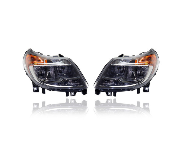 Headlight Assembly - Compatible/Replacement for '14-20 RAM ProMaster Cargo Van - Without Daytime-Running-Lamp - Pair, Left Driver + Right Passenger Set - 4725944AJ, 4725945AJ CAPA