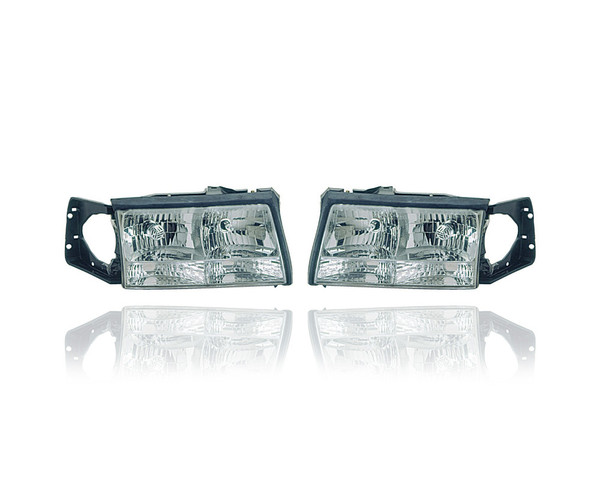Headlight Assembly - Compatible/Replacement for '97-99 Cadillac de ville Concours FWD - Pair, Left Driver + Right Passenger Set - 16526200, 16526199