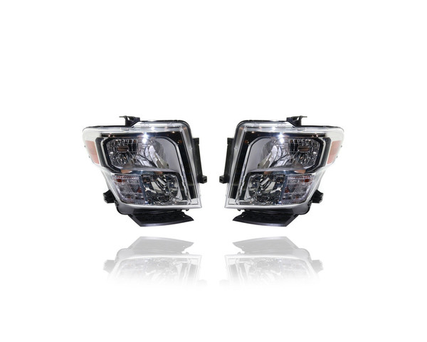 Headlight Assembly - Compatible/Replacement for '17-19 Nissan Titan Crew/Extended/XD Extended Cab, 16-19 Nissan Titan XD Crew Cab - Halogen - Pair, Left + Right Set - 26010EZ21A, 26060EZ21A