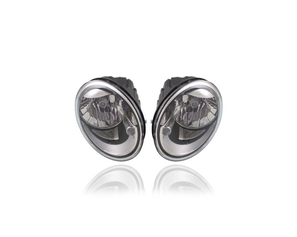 Headlight Assembly - Compatible/Replacement for '12-19 VW Volkswagen Beetle Coupe, 13-19 Convertible - Halogen - Pair, Left Driver + Right Passenger Set - 5C1941006, 5C1941005