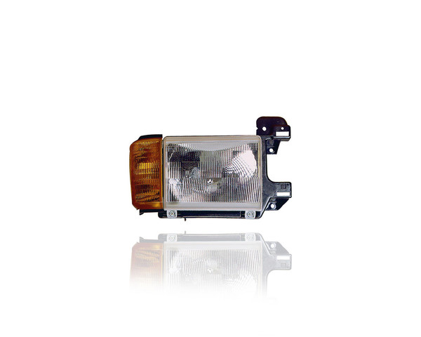 Headlight Assembly - Compatible/Replacement for '87-91 Ford Pickup Bronco - With Corner Lamp, Without Chrome Trim - Right Hand - Passenger - E9TZ13008C