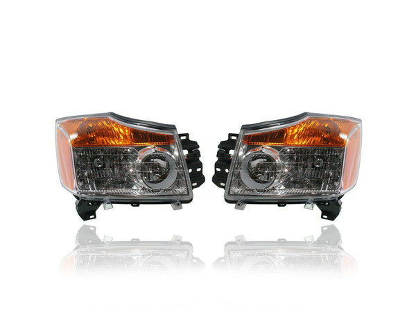 Headlight Assembly - Compatible/Replacement for '08-15 Nissan Titan - Pair, Left Driver + Right Passenger Set - 260109FF0A, 260609FF0A CAPA