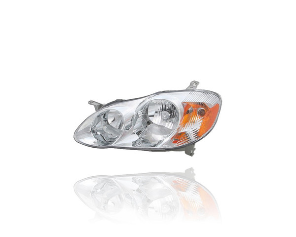 Headlight Assembly - Compatible/Replacement for '03-04 Toyota Corolla CE/LE - Chrome Interior - Left Hand - Driver - 8115002200 CAPA