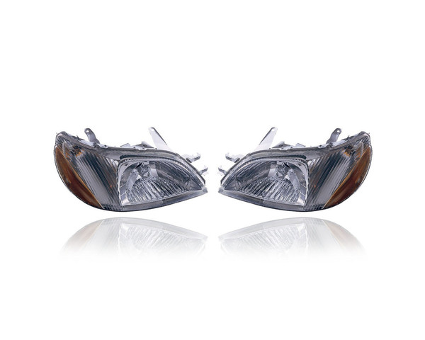 Headlight Assembly - Compatible/Replacement for '00-02 Toyota Echo - Pair, Left Driver + Right Passenger Set - 8111052190, 8115052190