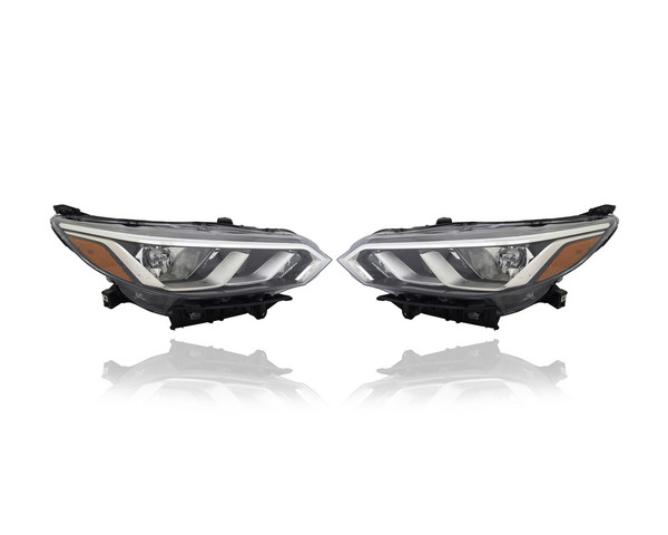 Headlight Assembly - Compatible/Replacement for '20-23 Nissan Sentra S/SV-Only - Halogen - Pair, Left Driver + Right Passenger Set - 260106LB0A, 260606LB0A
