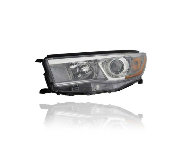 Headlight Assembly - Compatible/Replacement for '14-16 Toyota Highlander/Hybrid LE/LE Plus/XLE/Limited - Smoked Grey Chrome Bezel - Left Hand - Driver - 811500E250
