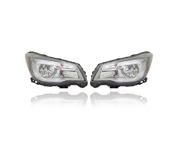 Headlight Assembly - Compatible/Replacement for '17-18 Subaru Forester - Halogen - Pair, Left Driver + Right Passenger Set - 84001SG281, 84001SG291