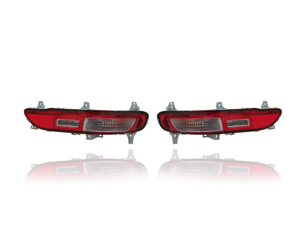 Side Marker Light Assembly - Compatible/Replacement for '17-19 Kia Sportage - Rear On Rear Bumper Cover - Pair, Left Driver + Right Passenger Set - 92406D9200, 92405D9200