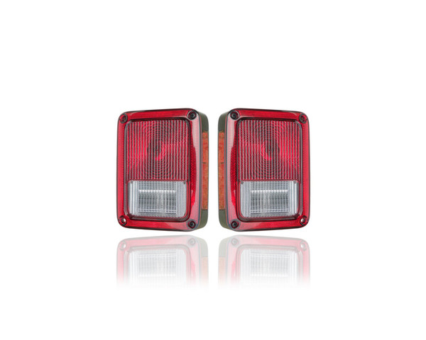 Tail Light Assembly - Compatible/Replacement for '07-18 Jeep Wrangler - Pair, Left Driver + Right Passenger Set - 55077890AH, 55077891AH