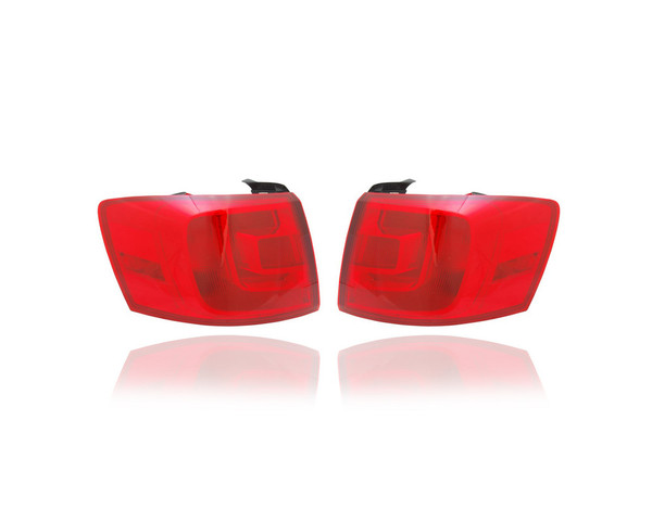 Tail Light Assembly - Compatible/Replacement for '11-14 VW Volkswagen Jetta/Hybrid Sedan Base/S/SE/SEL/TDI-Only - Outer On Body Halogen - Pair, Left + Right Set - 5C6945096D, 5C6945095D CAPA