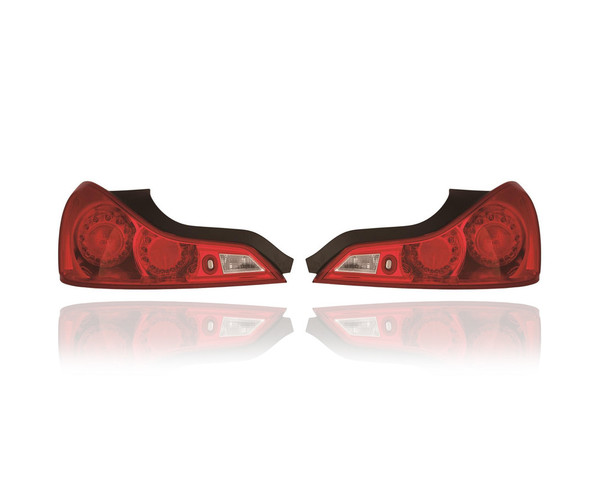 Tail Light Assembly - Compatible/Replacement for '08-13 Infiniti G37 Coupe, 14-15 Q60 Coupe - Pair, Left Driver + Right Passenger Set - 26550JL00B, 26555JL00B
