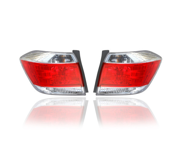 Tail Light Assembly - Compatible/Replacement for '11-13 Toyota Highlander - Pair, Left Driver + Right Passenger Set - 815500E070, 815600E070