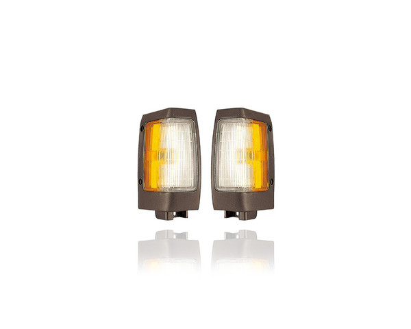 Cornering Light Assembly - Compatible/Replacement for '90-97 Nissan Hardbody D21 - Black - Pair, Left Driver + Right Passenger Set - B611001G02, B611501G02