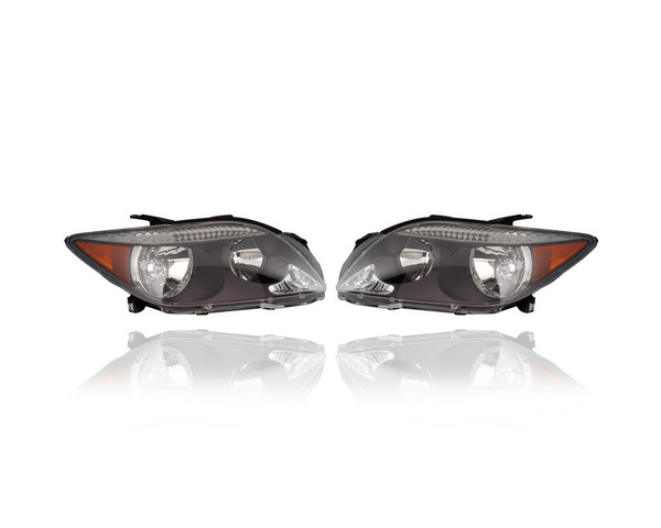 Headlight - Compatible/Replacement for '05-07 Scion tC Base - Chrome Interior Bezel - Pair, Left Driver + Right Passenger Set - 8113021130, 8117021130 - CAPA