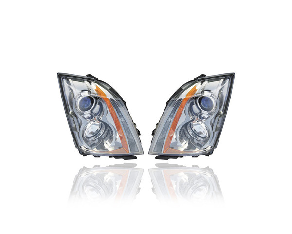 Headlight Assembly - Compatible/Replacement for '08-14 Cadillac CTS/CTS-V Sedan, 11-15 Coupe, 10-14 Wagon - Halogen - Pair, Left Driver + Right Passenger Set - 22783446, 22783445 - CAPA