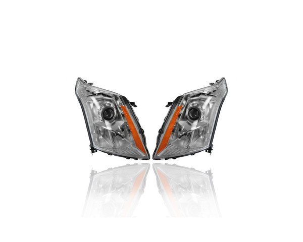 Headlight Assembly - Compatible/Replacement for '10-13 Cadillac SRX - Halogen - Pair, Left Driver + Right Passenger Set - 22853873, 23187809