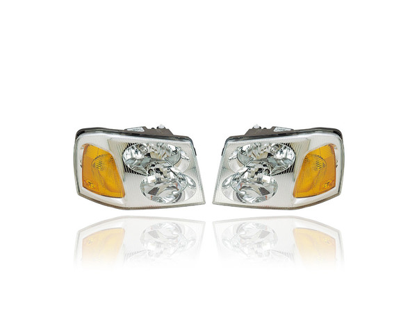 Headlight Assembly - Compatible/Replacement for '02-09 GMC Envoy - Pair, Left Driver + Right Passenger Set - 15866070, 15866071 - CAPA