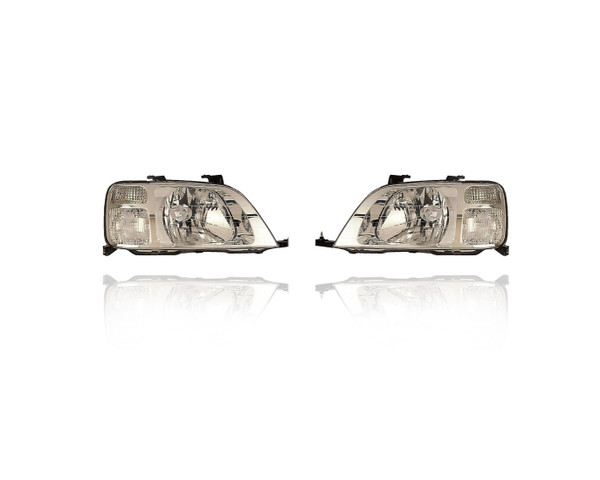 Headlight For 97-01 Honda CR-V - Pair, Left Driver + Right Passenger Set - 33101S10A01, 33151S10A01