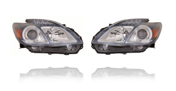 Headlight For 12-15 Toyota Prius Plugin-Base/Advanced - Halogen Type (Exclude LED) - Pair, Left Driver + Right Passenger Set - CAPA - 8113047550, 8117047550