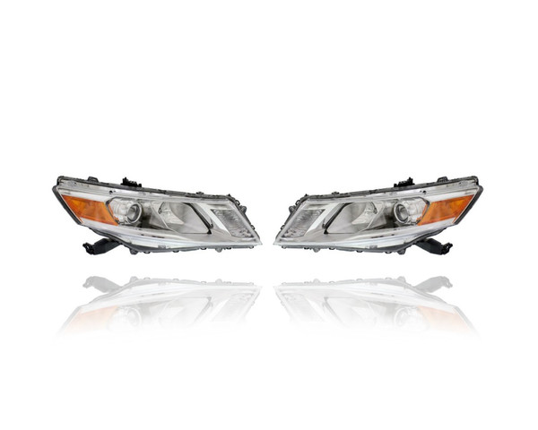 Headlight Assembly - Compatible/Replacement for '13-15 Honda Crosstour Hatchback EX/EXL - Pair, Left Driver + Right Passenger Set - 33100TP6A21, 33150TP6A21 - CAPA