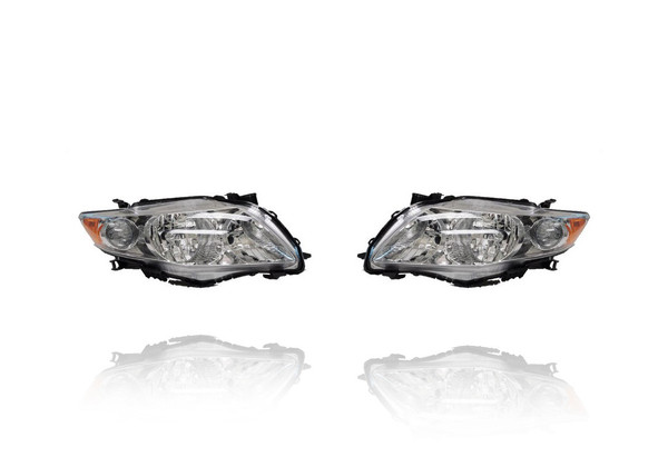 Headlight For 09-10 Toyota Corolla-Japan/Base/LE - Pair, Left Driver + Right Passenger Set - 8113012C20, 8117012C20