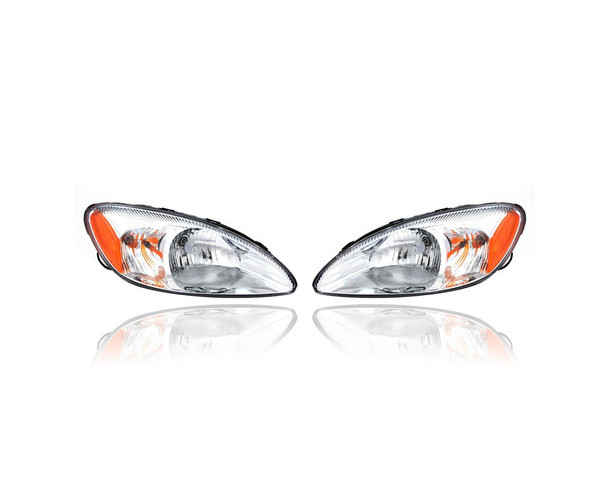 Headlight Assembly - Compatible/Replacement for '00-07 Ford Taurus (Exclude Centennial Edition) - Chrome Bezel - Pair, Left Driver + Right Passenger Set - 1F1Z13008AA, 1F1Z13008AB