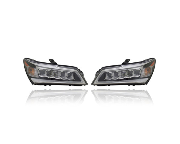 Headlight Assembly - Compatible/Replacement for '14-16 Acura MDX - LED - Pair, Left Driver + Right Passenger Set - 33100TZ5A01, 33150TZ5A01 - CAPA