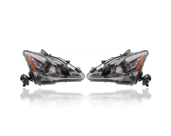 Headlight Assembly - Compatible/Replacement for '11-13 Lexus IS250/350 - Halogen - Pair, Left Driver + Right Passenger Set - 8113053550, 8117053550