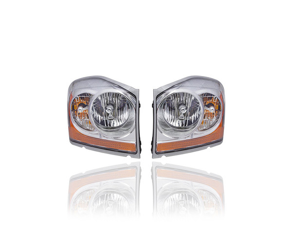Headlight Assembly - Compatible/Replacement for '04-05 Dodge Durango - Pair, Left Driver + Right Passenger Set - 55077720AD, 55077721AD