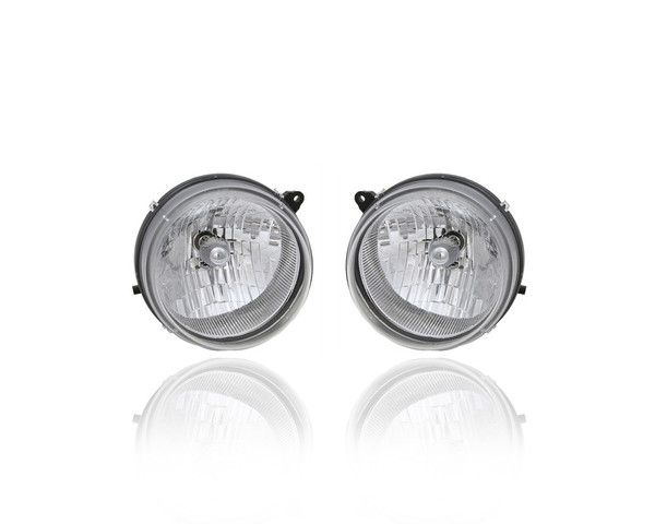 Headlight Assembly - Compatible/Replacement for '02-04 Jeep Liberty - Pair, Left Driver + Right Passenger Set - 55155808AB, 55155809AB